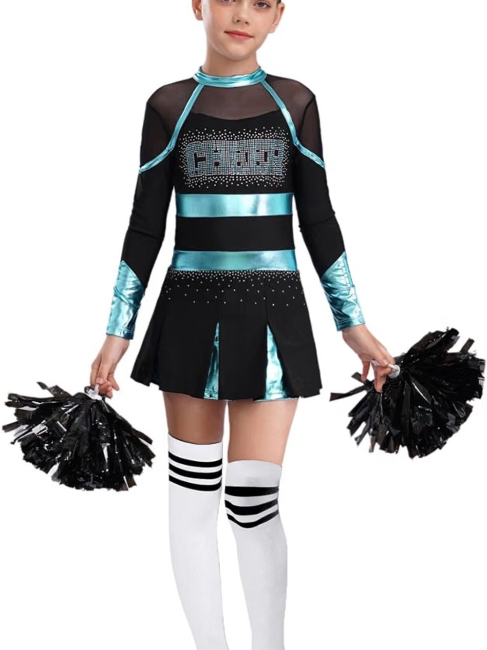 New  Kids Girls Cheer Leader Costume Halloween Cheerleading Long Sleeve B3